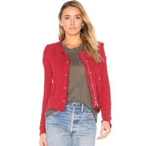 Iro Agnette Distressed Tweed Full Zip Jacket Womens Size 38